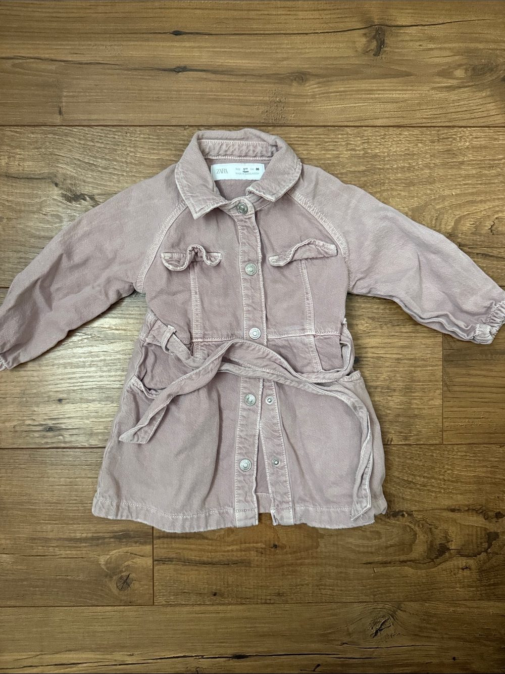 Zara Kids Dusty Rose Corduroy Belted Jacket